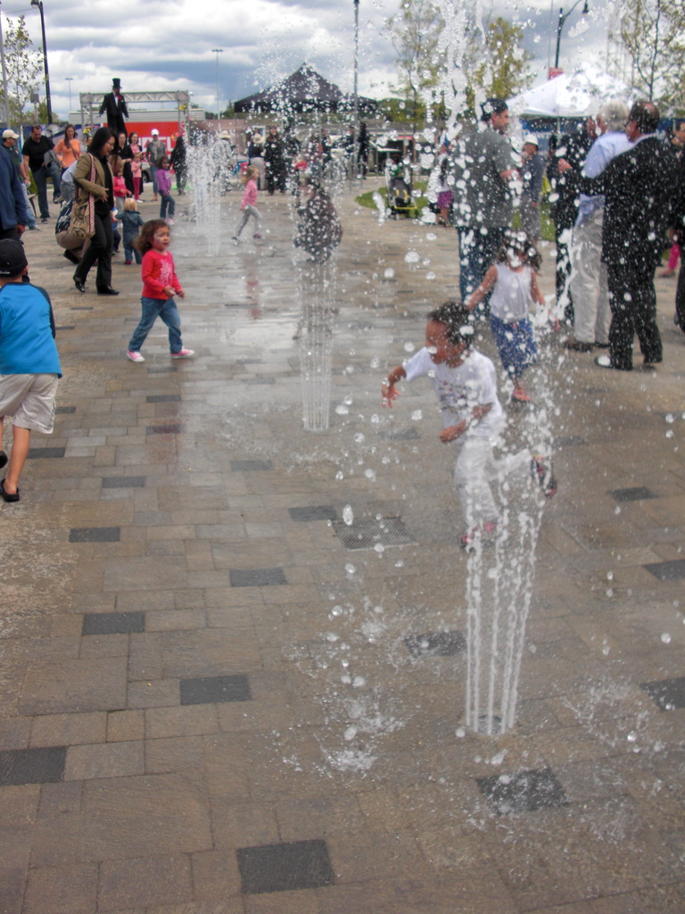 Kids enjoying the new water feature in Avonshire Park, which was unveiled on Saturday. Kids enjoying the new water feature in Avonshire Park, which was unveiled on Saturday.