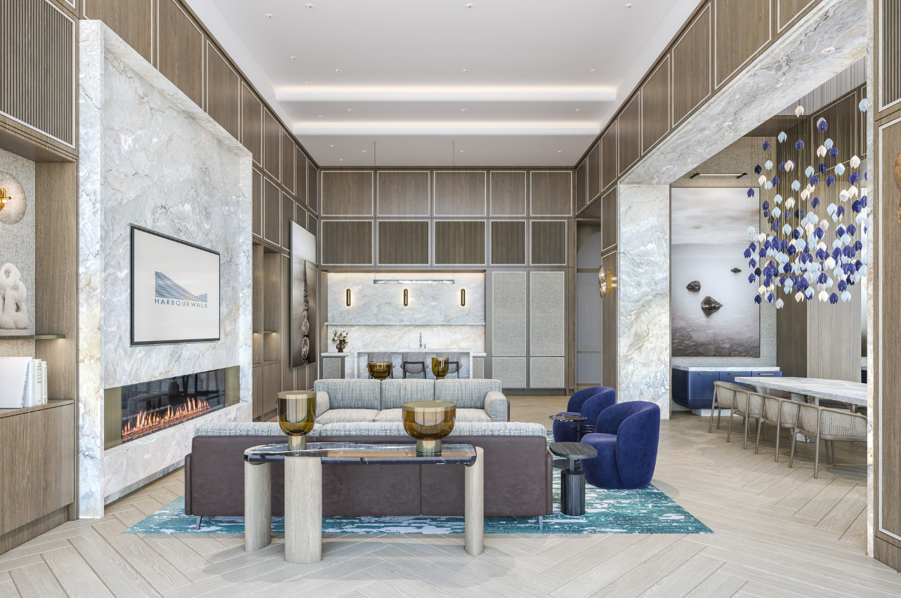 Multi-purpose Room at Harbourwalk. Rendering by Cicada Design. Multi-purpose Room at Harbourwalk.